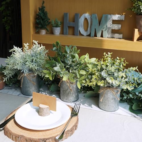 Winlyn 3 Pack Faux Plants in Metal Pots Farmhouse Centerpieces
