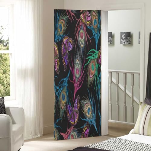 Susiyo Colorful Peacock Door Cover Halloween Decor