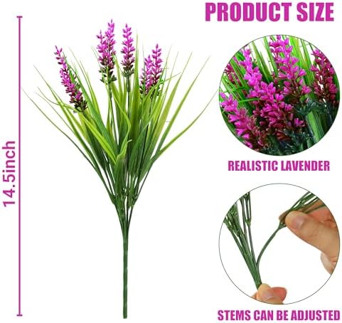 Sggvecsy 12 Bundle Artificial Lavender Plants UV Resistant
