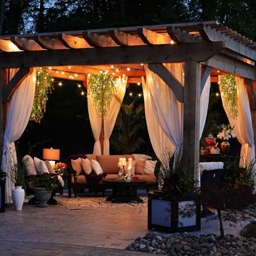 RECUTMS Artificial Plants 3 Pack Hanging with LED Lights 30 Inch Eucalyptus Indoor Outdoor Decor