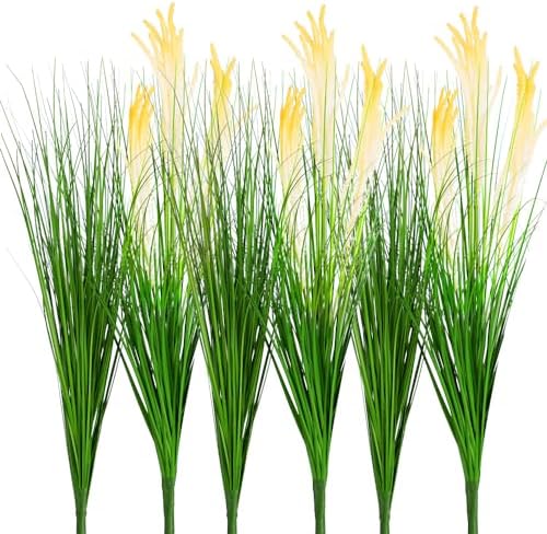 6PCS Artificial Onion Grass Fake Tall Grass for Indoor Outdoor Decor