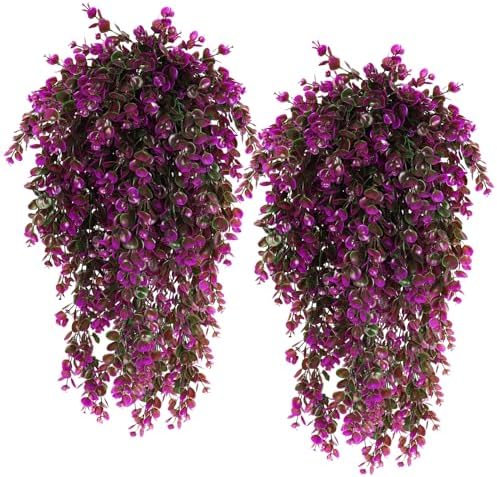 RECUTMS Artificial Hanging Ferns 4 Pcs Fuchsia