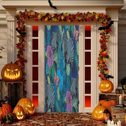 Susiyo Dark Green Zebra Halloween Door Cover