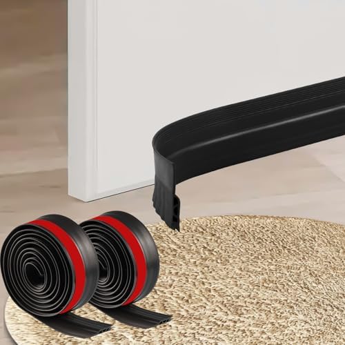 VZZNN 2 Pack Door Draft Stopper with Adhesive Black 78 L