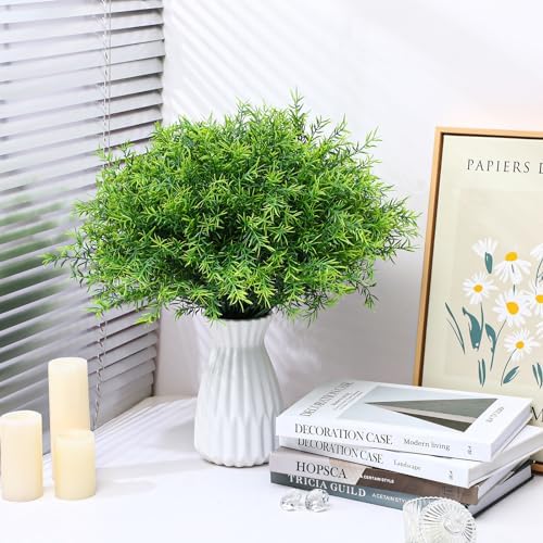 Zeyune 40 Bundles UV Resistant Artificial Grass Plants for Outdoor and Indoor Decoration