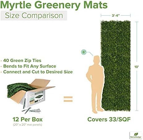 NatraHedge Long Stem Boxwood Hedge Mats 12-Pack 20x20 Greenery Panels