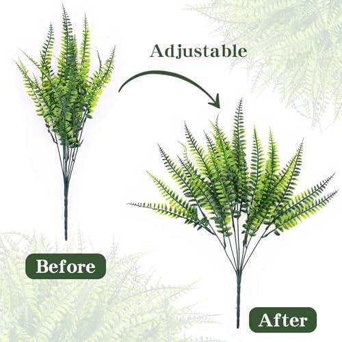 Waipfaru 24 Bundle Artificial Boston Ferns for Indoor Outdoor Decor