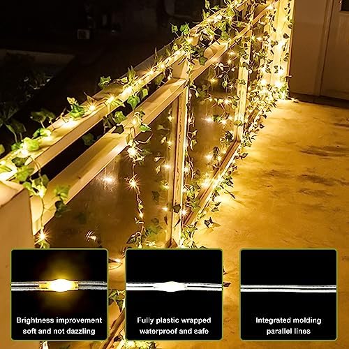 HXWEIYE 12 Pack Artificial Ivy Garland with 200LED String Light