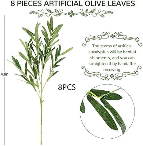 WILLBOND 8 Bundle Artificial Olive Branches 43 Inch Tall