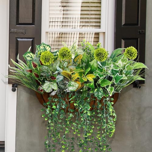 Giegxin 18 Pcs Artificial Plants Set for Outdoor Decor