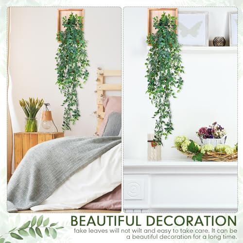 2 Pack Artificial Hanging Mandala Plants with Wooden Frames