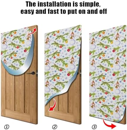 Susiyo Christmas Tree Branch Door Cover with Snowman Design Stretch Fabric 32x79 in