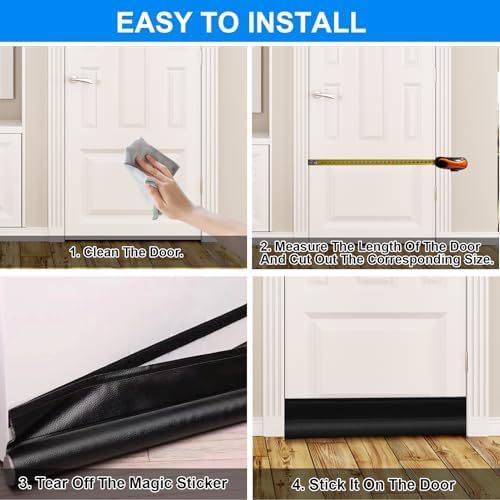 EGUARTE Door Draft Stopper 37 Inch Adjustable Black
