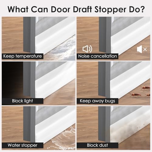 Xiaohemiao Door Draft Stopper 2 Pack - Silicone Gap Filler for Bottom of Door