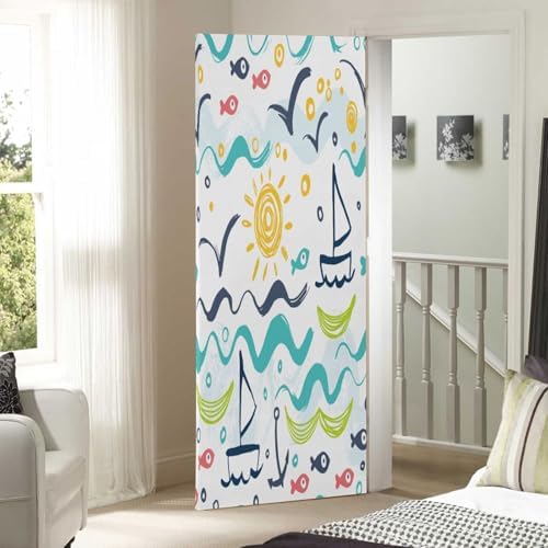 Susiyo Red Fish and Sun Halloween Door Cover