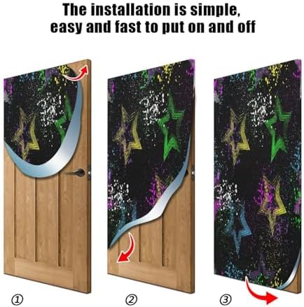 Susiyo Colorful Stars Black Halloween Door Cover