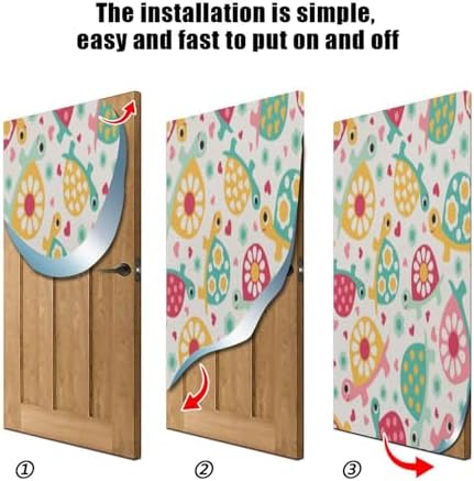 Pink Cute Turtle Halloween Door Cover - 32x79in Stretch Fabric