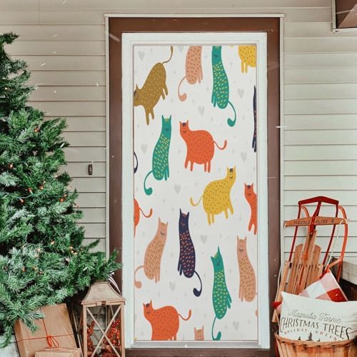Susiyo Colorful Funny Cat Halloween Door Cover