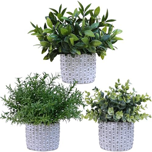 Winlyn 3 Pcs Artificial Potted Plants Set