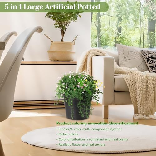 5 in 1 Artificial Plants Set for Home and Office Decor