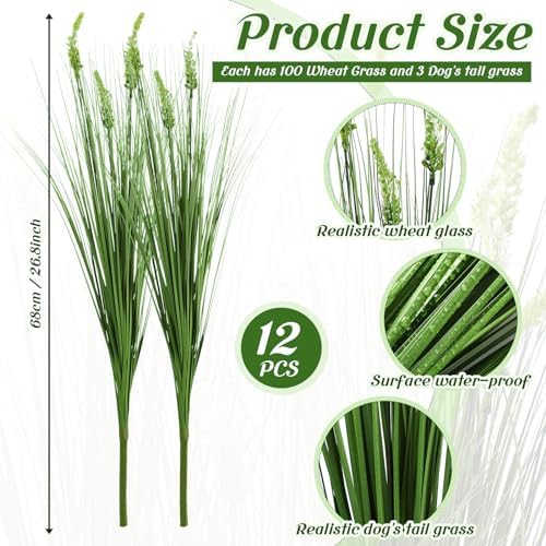 12 Pcs Artificial Tall Onion Grass for Garden Home Decor