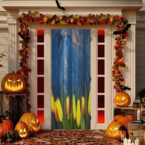 Susiyo Spring Tulip Halloween Door Cover 32x79 in