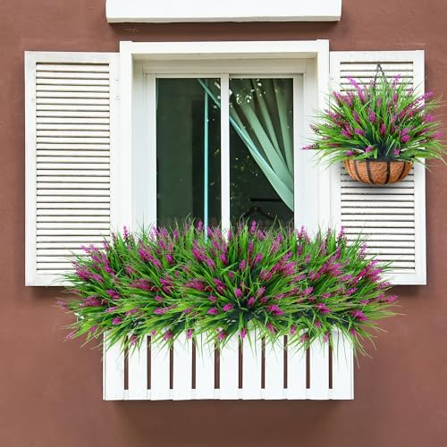 Sggvecsy 12 Bundle Artificial Lavender Plants UV Resistant