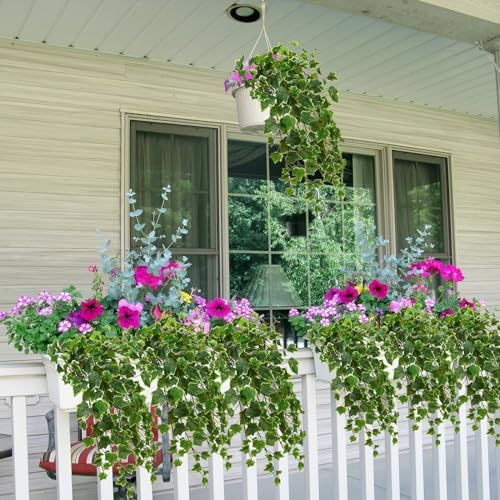 Hollyone 2pcs Artificial Hanging Plants Fake Ivy Vine for Indoor Outdoor Decor