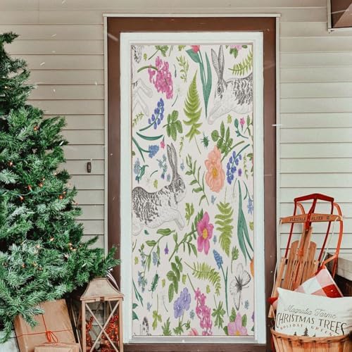 Susiyo White Butterflies and Flowers Christmas Door Cover Decoration 32x79 in