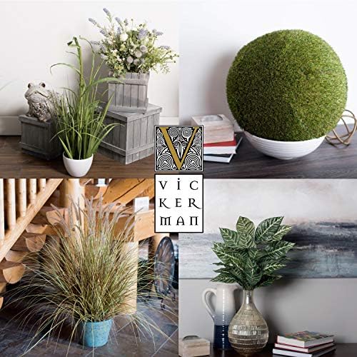 Vickerman 28 Inch Artificial Green Grass with Iron Pot
