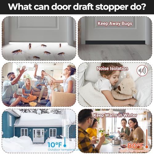 Ohuhu Door Draft Stopper Weather Strip 39 L x2 W Black