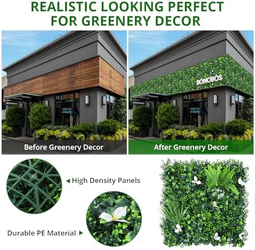 Euker Artificial Grass Wall Panels 6PCS 20x20 Inch DIY Flower Wall Decor