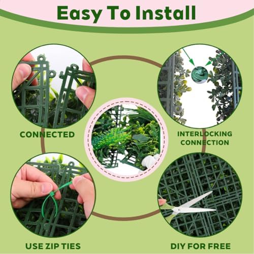 Artificial Green Wall Panels 20x20 for Privacy Fence and Indoor Outdoor Decor 6 Pack