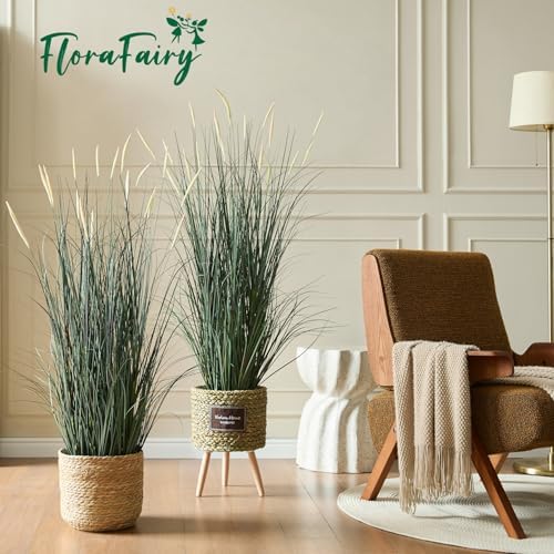 Faux 4ft Horsetail Reed Grass with Pink Spikes 2-Pack
