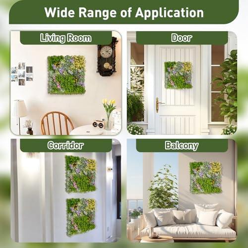 Giantex 2 Pack Hanging Artificial Plants Panels 20x20 Square Framed 3D Greenery Wall Art Decor