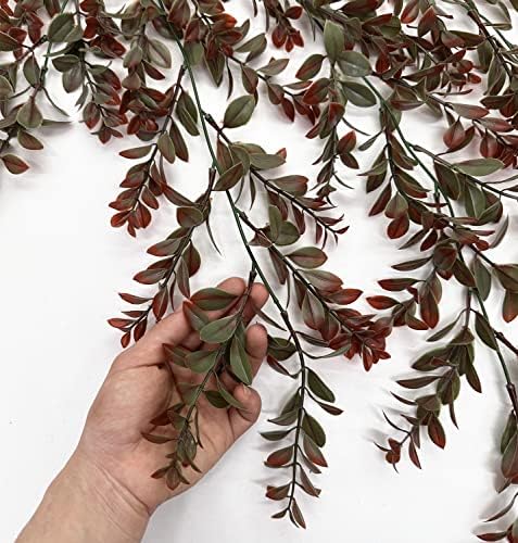 PASYOU Artificial Hanging Ivy 2 Pack Reddish Brown Leaves Plants