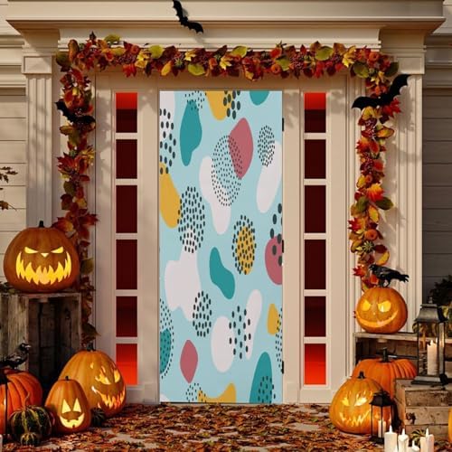 Susiyo Blue Abstract Halloween Door Cover 32x79 in