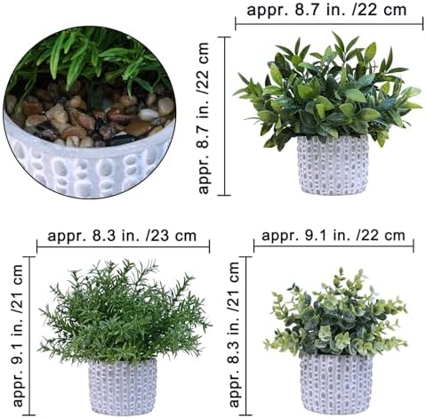 Winlyn 3 Pcs Artificial Potted Plants Set