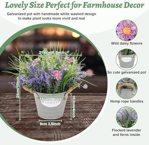 MIXROSE Artificial Lavender Plants in Pot 10 Tall for Farmhouse Decor