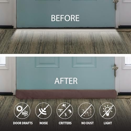 StayPut Door Draft Stopper Insulating Device 2 Ways - 36 Inch Brown