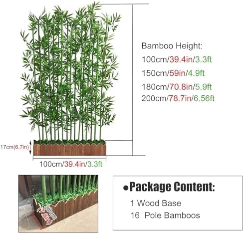 Faux Bamboo Plant Artificial Bamboo Indoor Outdoor Decor With Wood Base