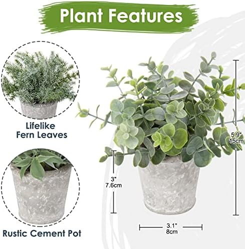Briful Small Fake Plant Set of 3 Artificial Potted Plants for Home Office Desk and Farmhouse Decor