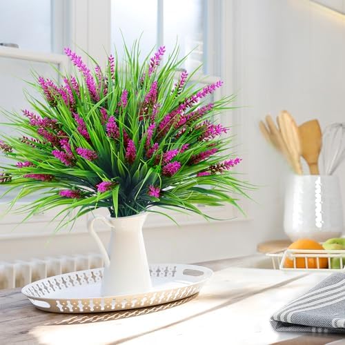 Sggvecsy 12 Bundle Artificial Lavender Plants UV Resistant