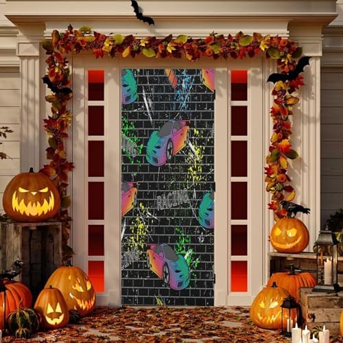 Susiyo Sports Cars Door Cover Halloween Decoration 32x79 in