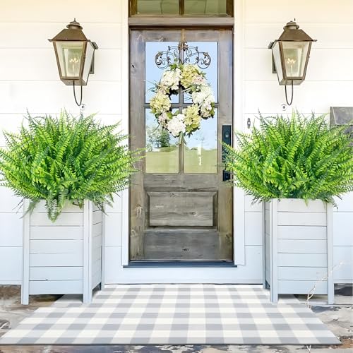 Waipfaru 24 Bundle Artificial Boston Ferns for Indoor Outdoor Decor