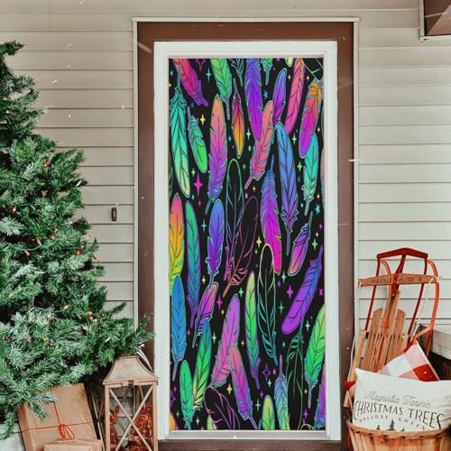Susiyo Multicolored Bird Feather Halloween Door Cover