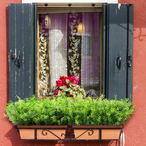 Zeyune 40 Bundles UV Resistant Artificial Grass Plants for Outdoor and Indoor Decoration