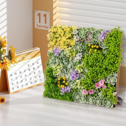 Giantex 2 Pack Hanging Artificial Plants Panels 20x20 Square Framed 3D Greenery Wall Art Decor