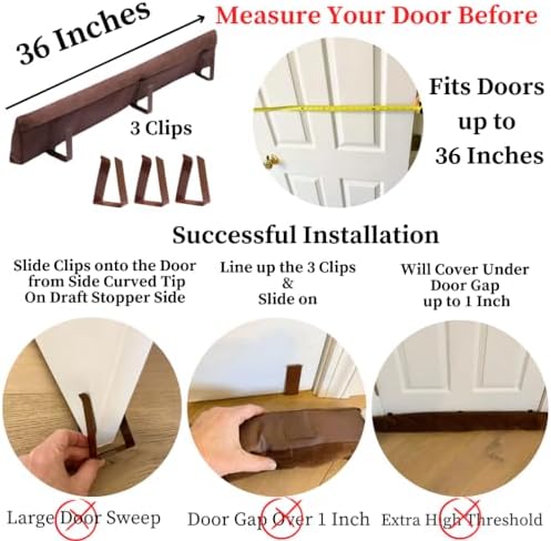 Evelots Cold Hot Air Door Draft Stopper 36 Inch Wide