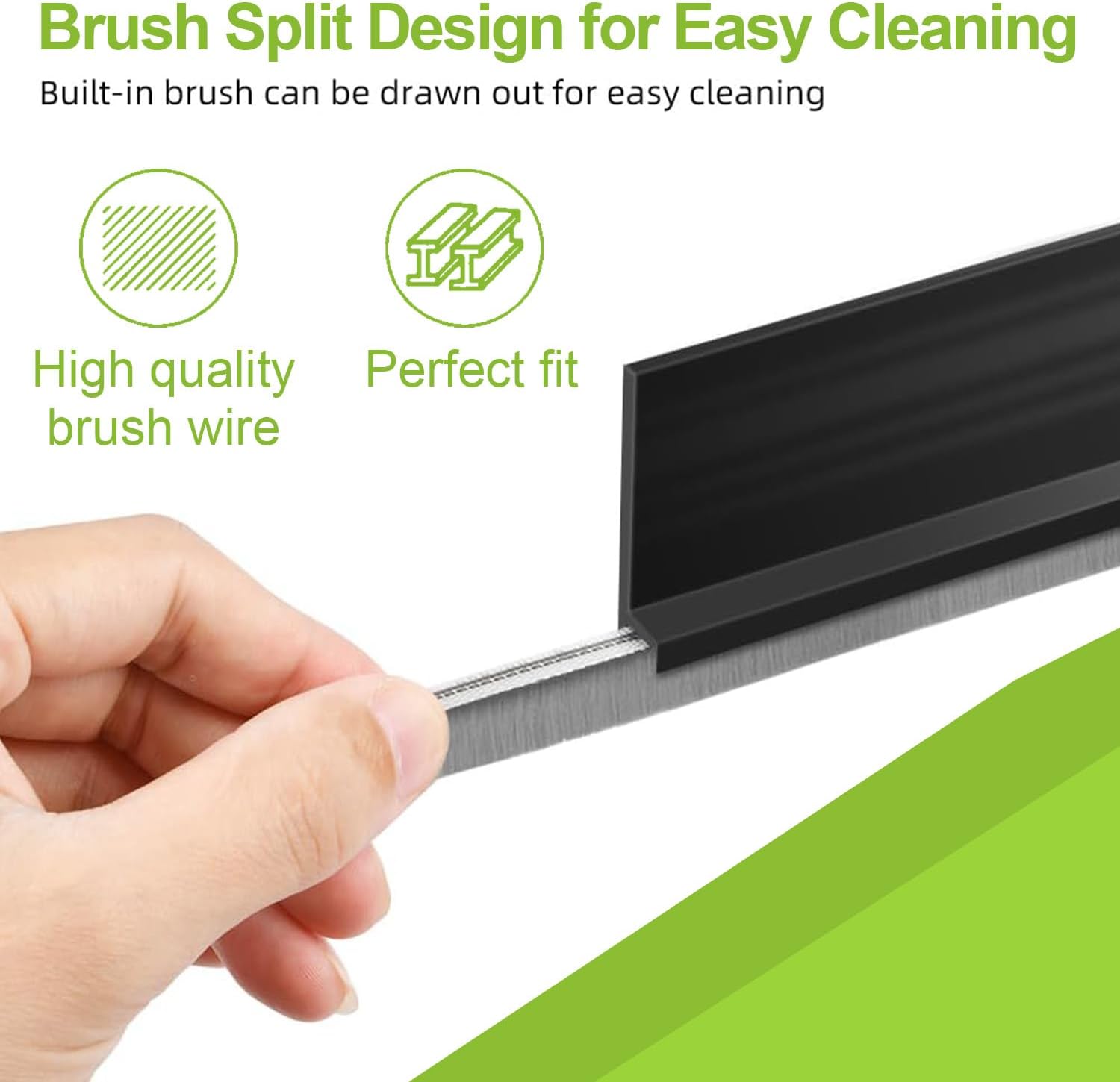 DINGLIAN 2 PCS Door Draft Stopper with Brush 2 W x 39 L Black